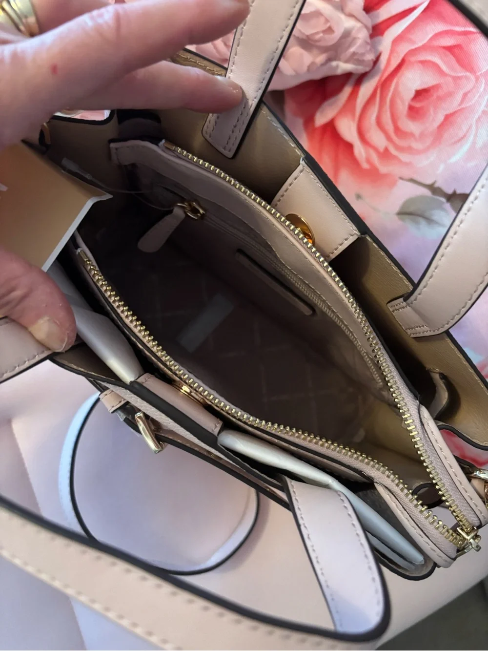Michael Kors Blush Pink Leather Mini Satchel with Gold Hardware